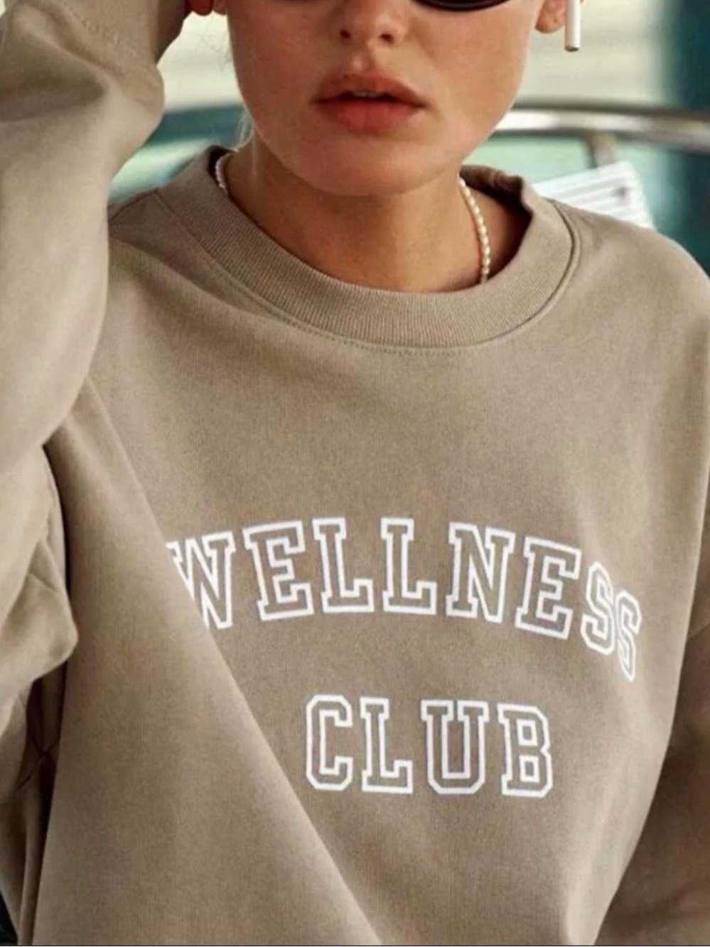 Sporty & Rich Wellness Club Crewneck Sweatshirt - Taupe
